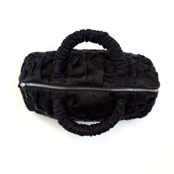 MERLETTE NEW YORK BLACK SATIN SILK BRAIDED LUNE MINI HANDBAG PURSE - Picture 4 of 10